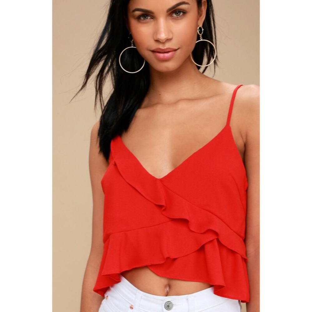 Bravado Red Ruffled Crop Top - Picture 4 of 4